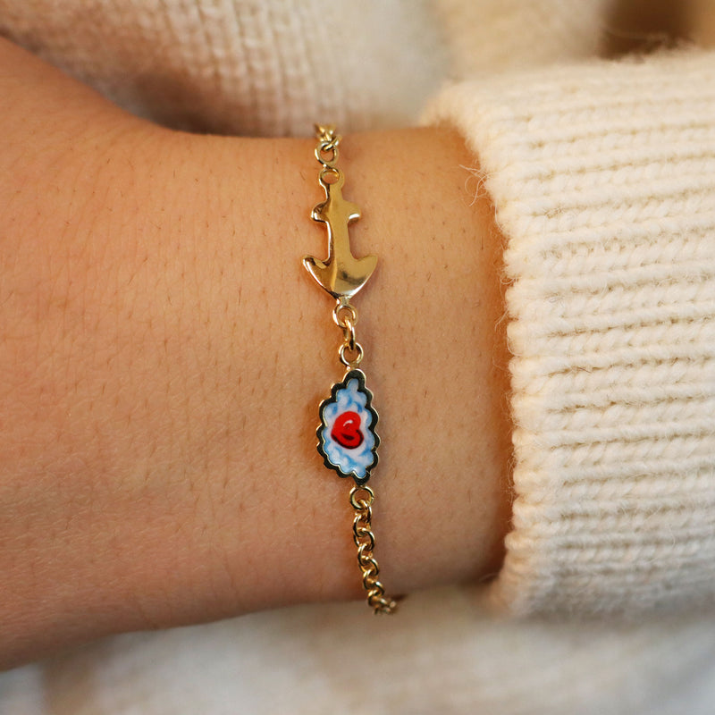 Heart Amongst the Clouds and Anchor Bracelet