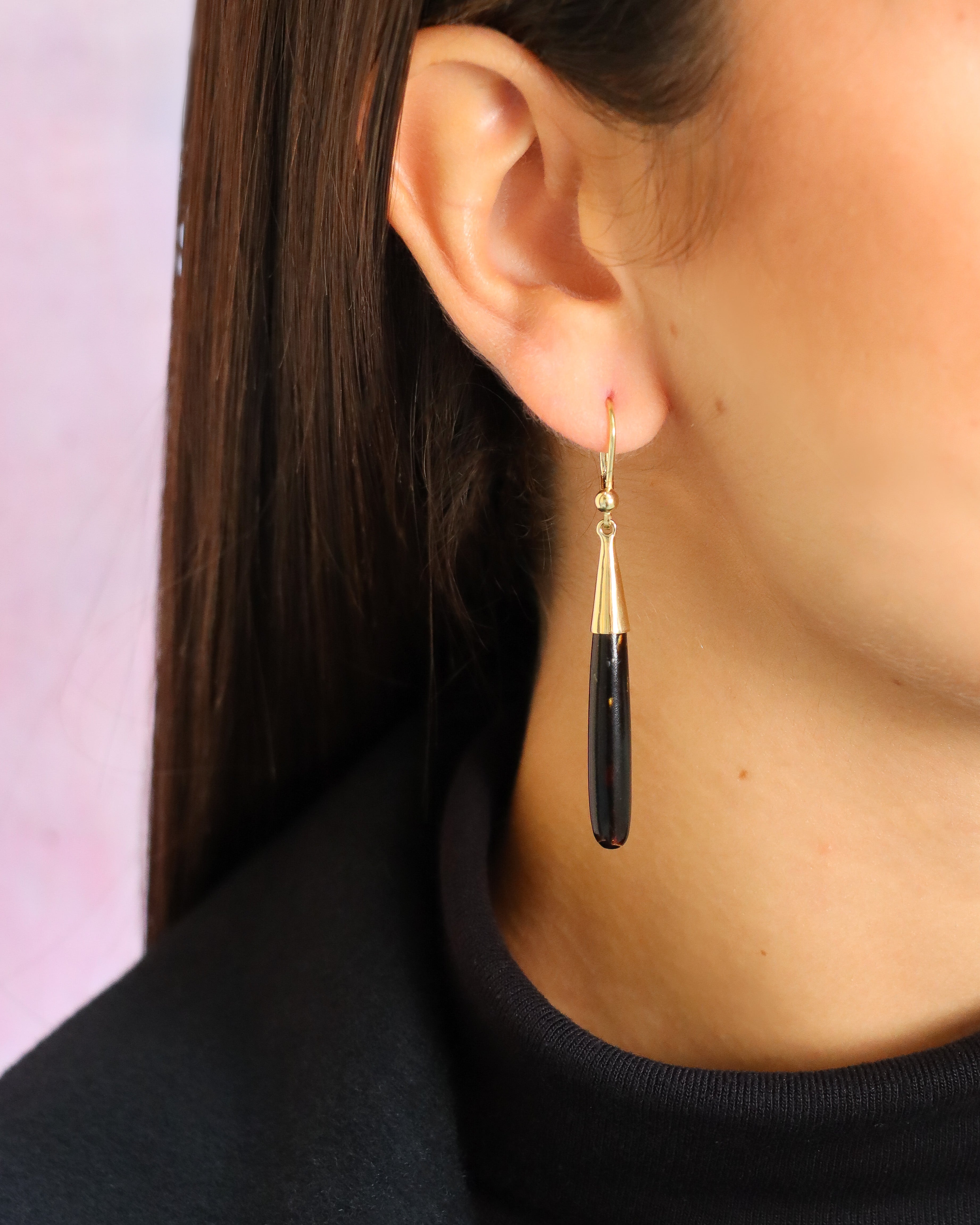 Black Coral Drop Earrings