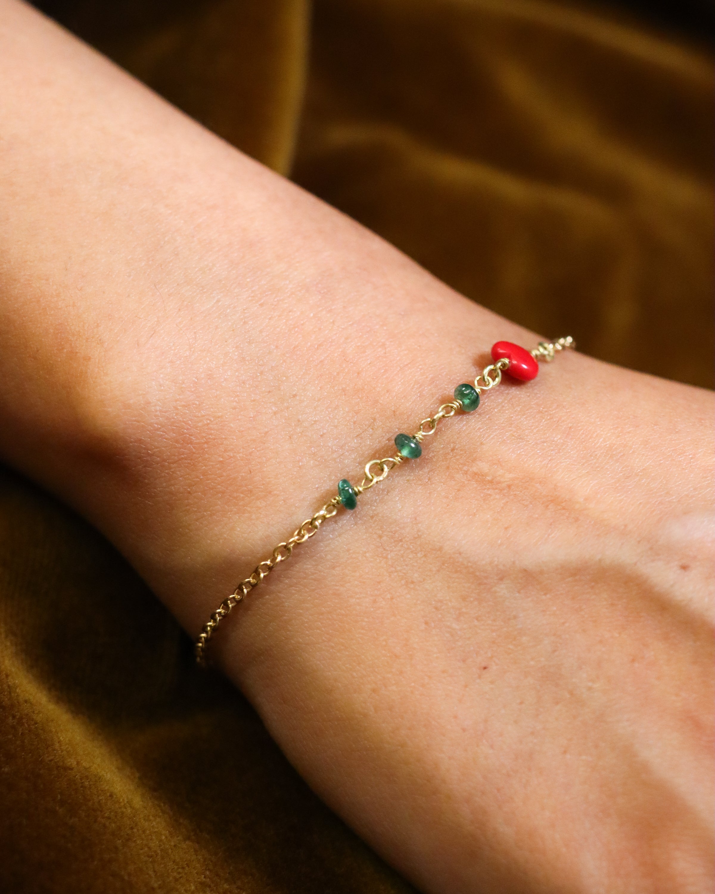 Heart and Emerald Root Bracelet