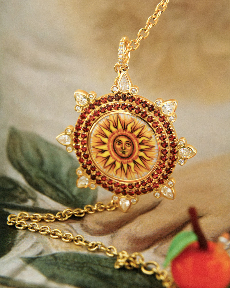 Spessartine And Diamonds Sunburst Pendant