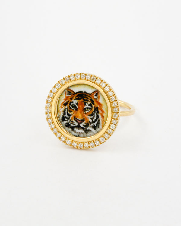 Tiger with Diamonds Ring