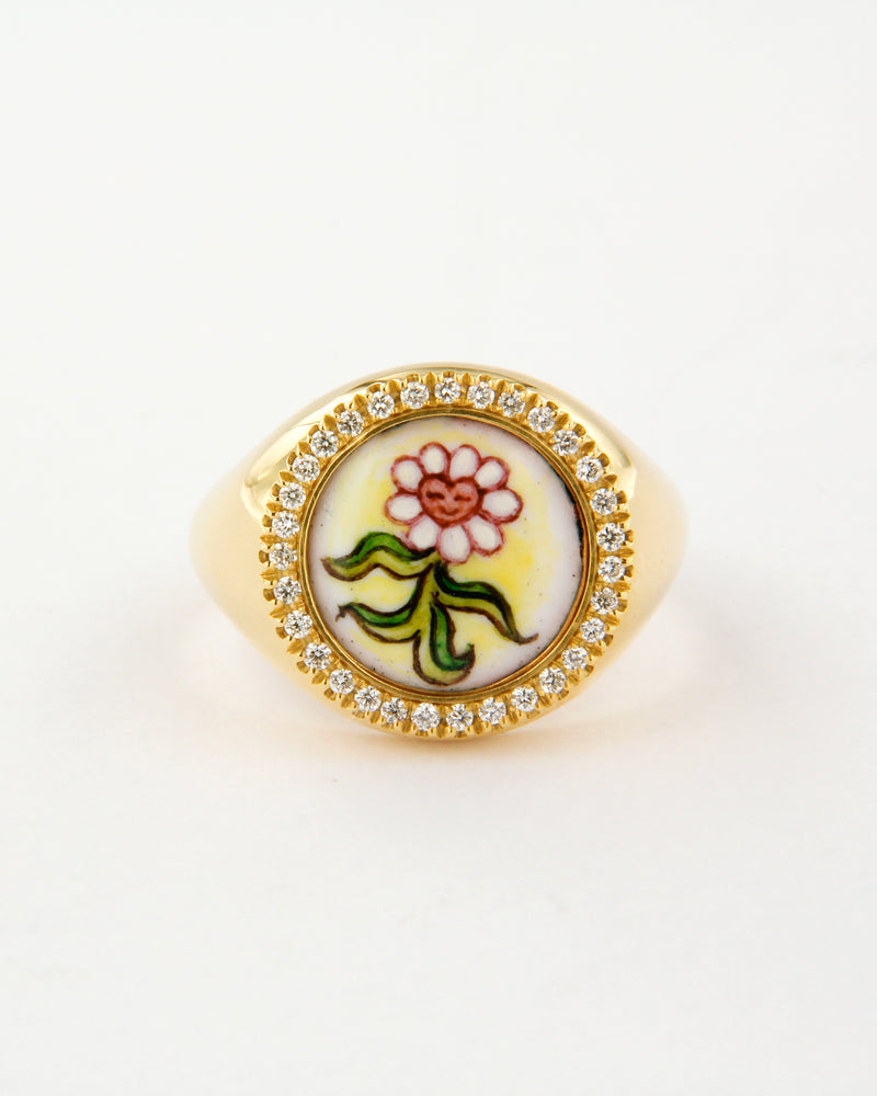 Happy Flower and Diamonds Ring