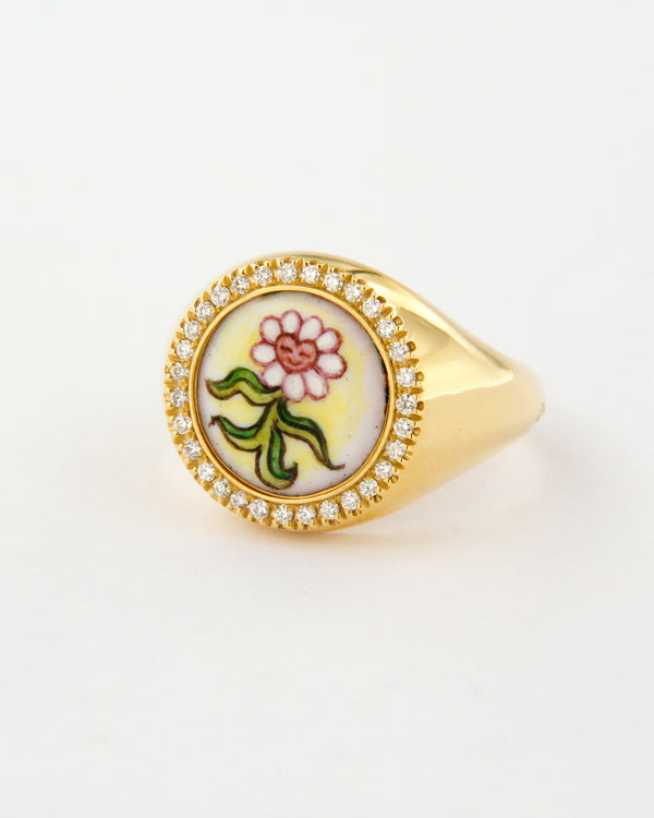 Happy Flower and Diamonds Ring