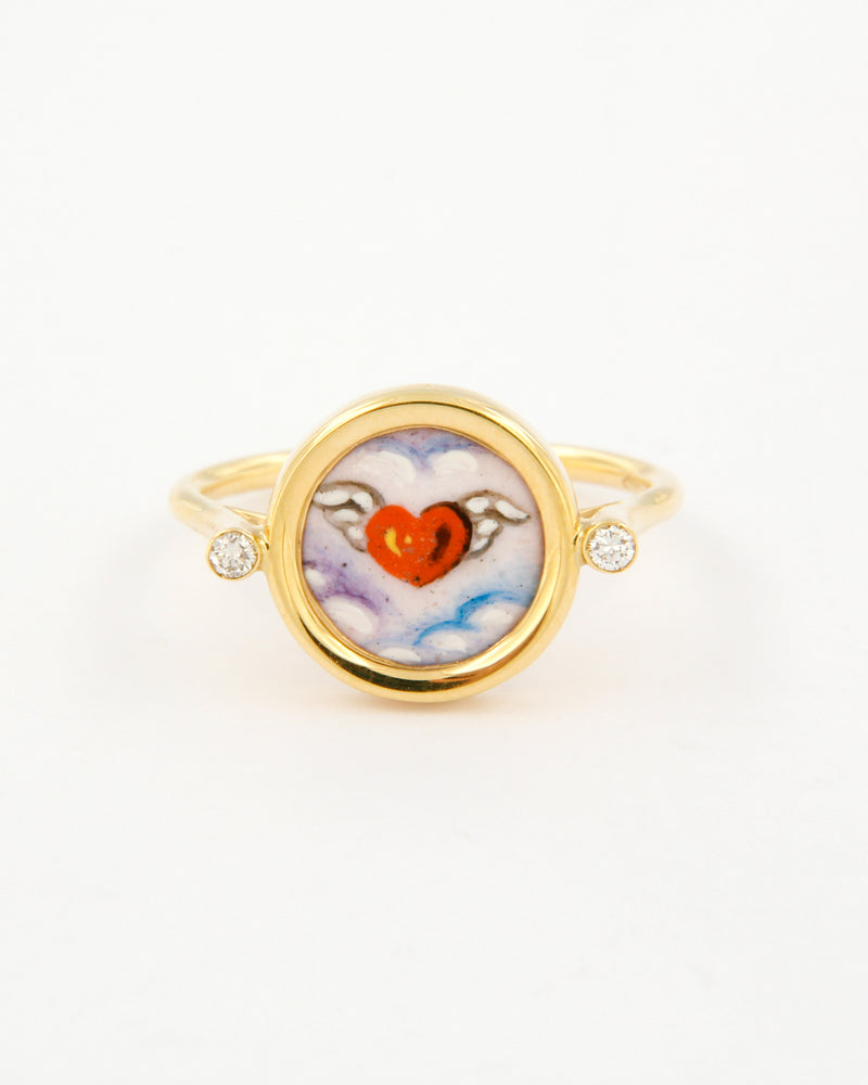 Heart Amongst the Clouds Ring with Diamonds