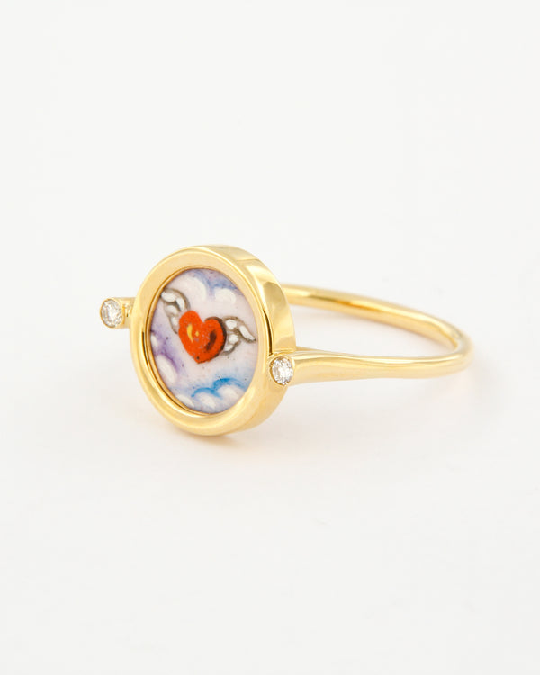 Heart Amongst the Clouds Ring with Diamonds