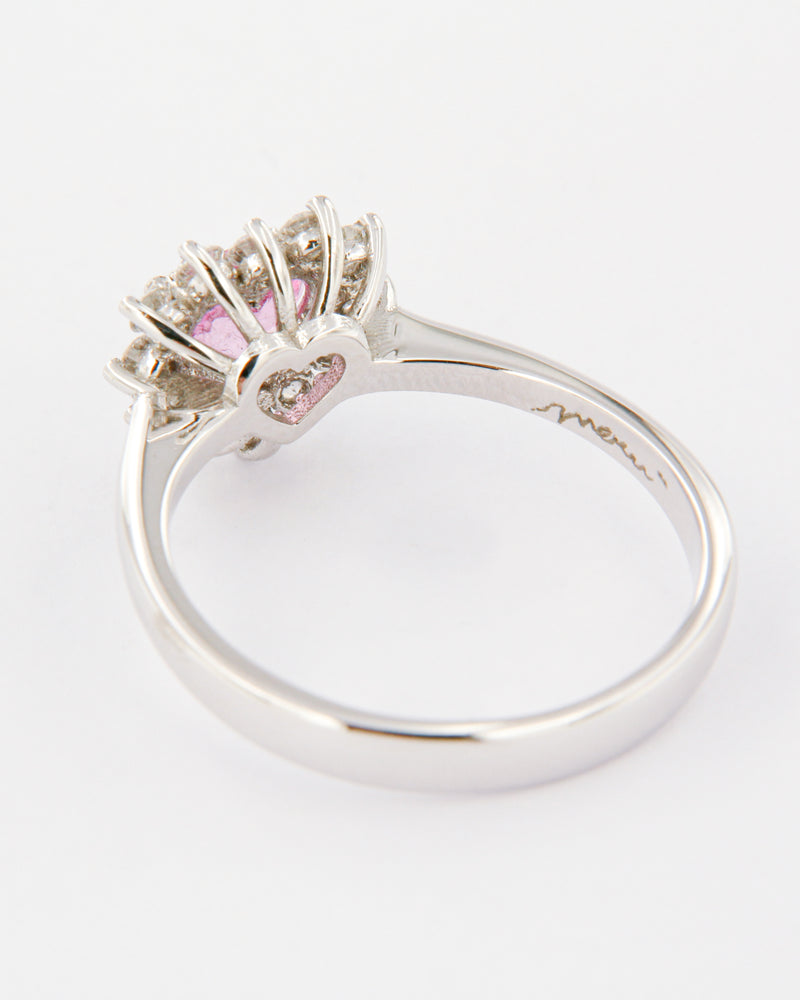 Pink Sapphire Heart and Diamonds Ring