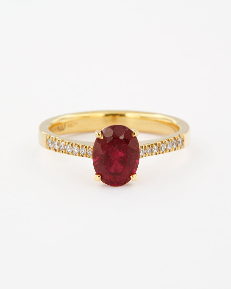 Rubellite and Diamonds Ring