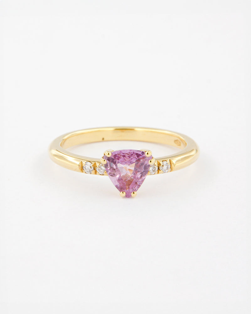 Trillion Pink Sapphire and Diamonds Ring