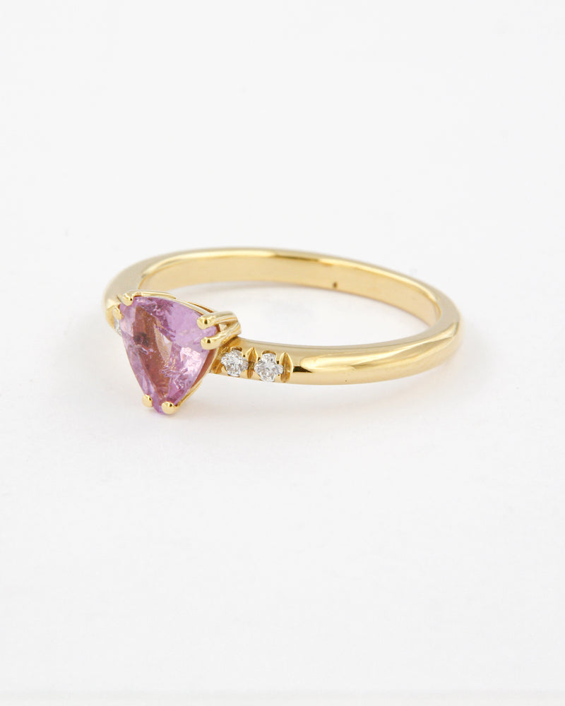 Trillion Pink Sapphire and Diamonds Ring