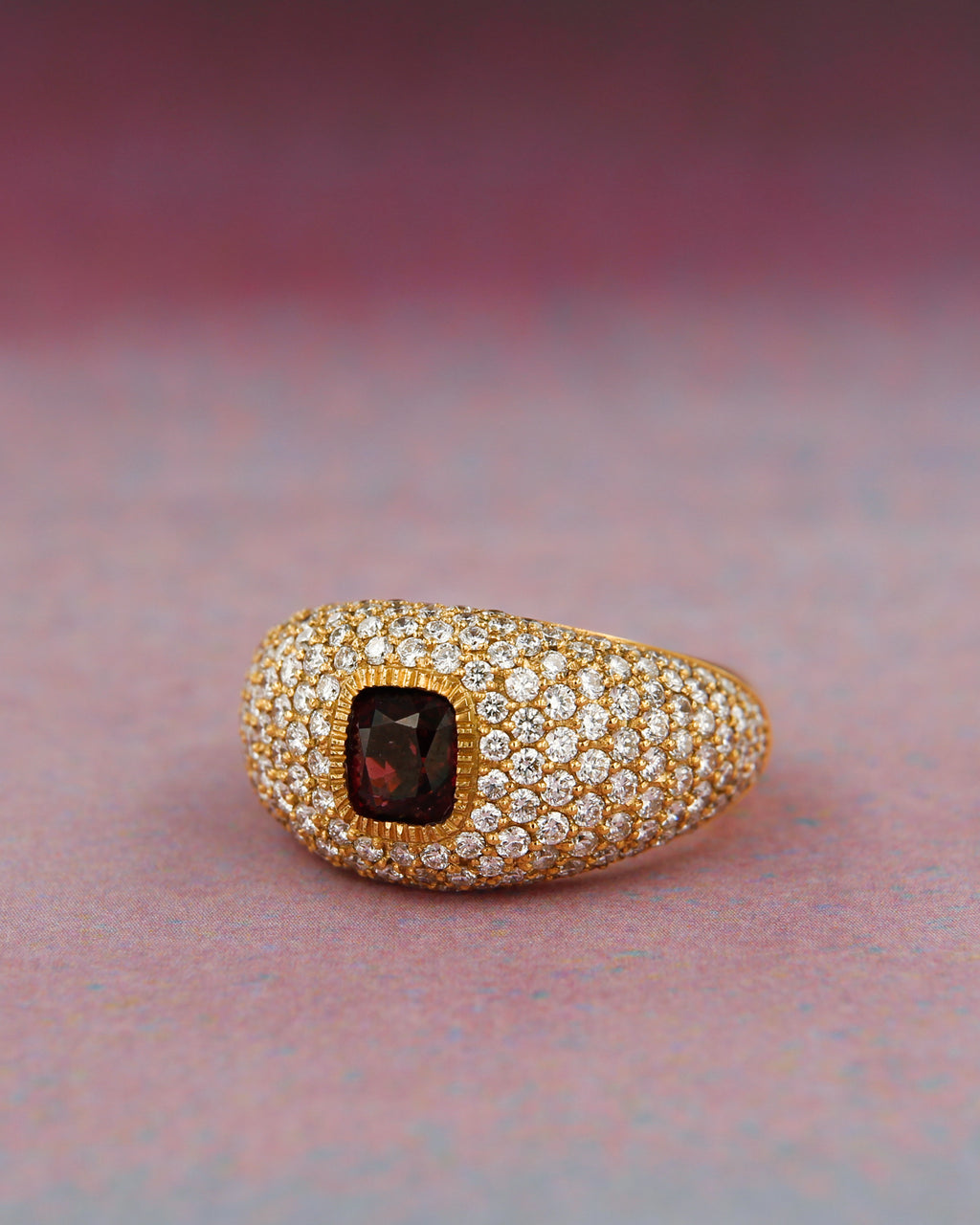 Red Spinel Diamond Pavé Ring