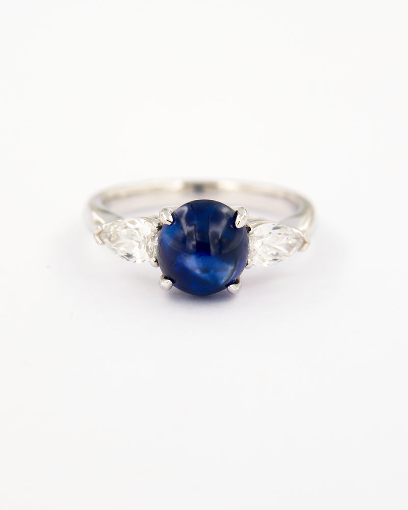 Sapphire & Teardrop Diamond Ring