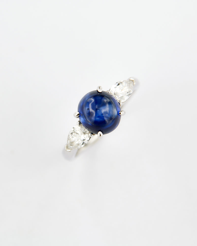 Sapphire & Teardrop Diamond Ring