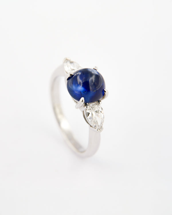 Sapphire & Teardrop Diamond Ring