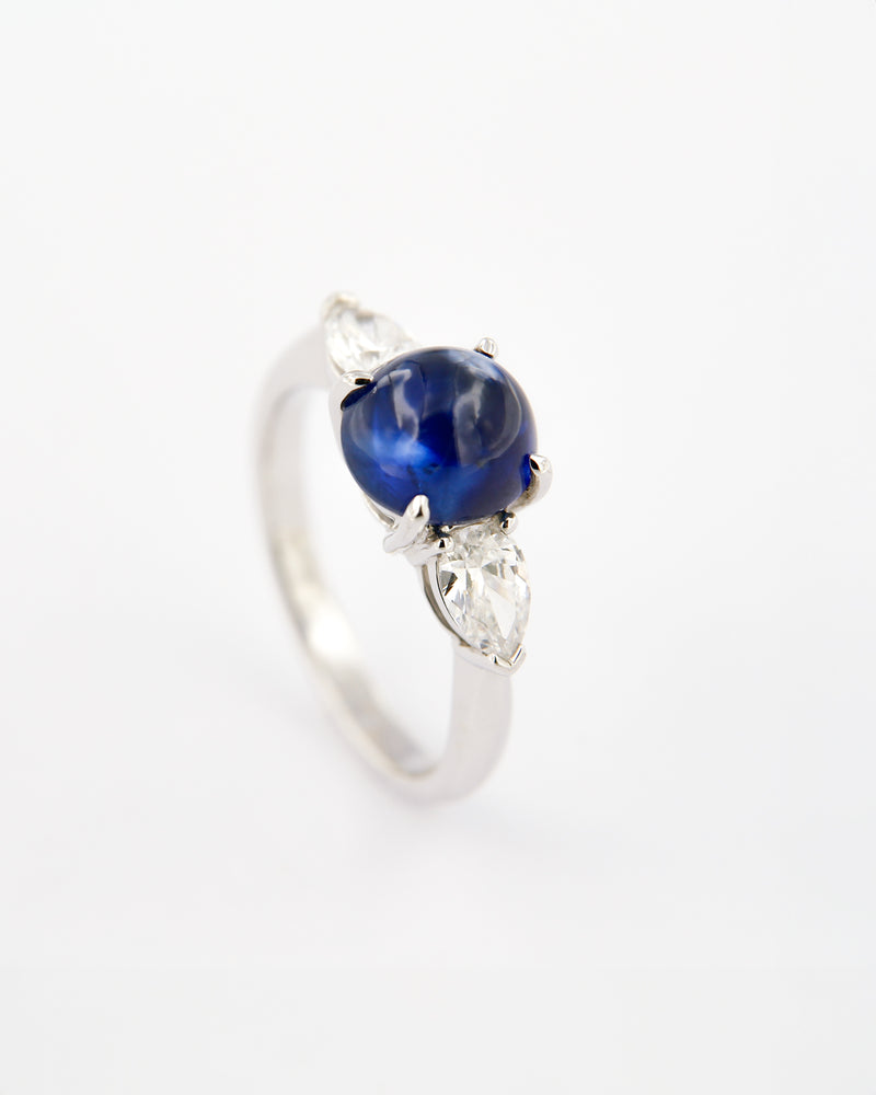 Sapphire & Teardrop Diamond Ring