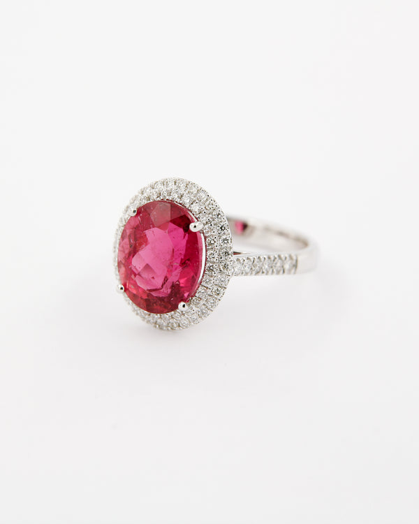 Rubellite and Diamonds Ring