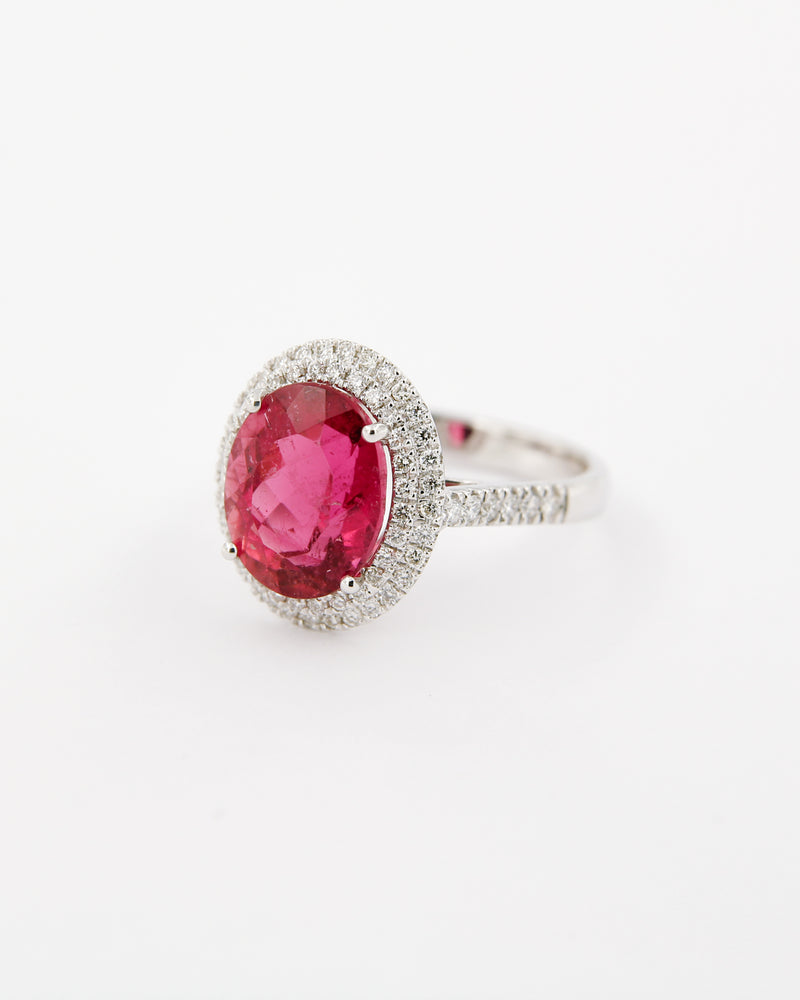 Rubellite and Diamonds Ring