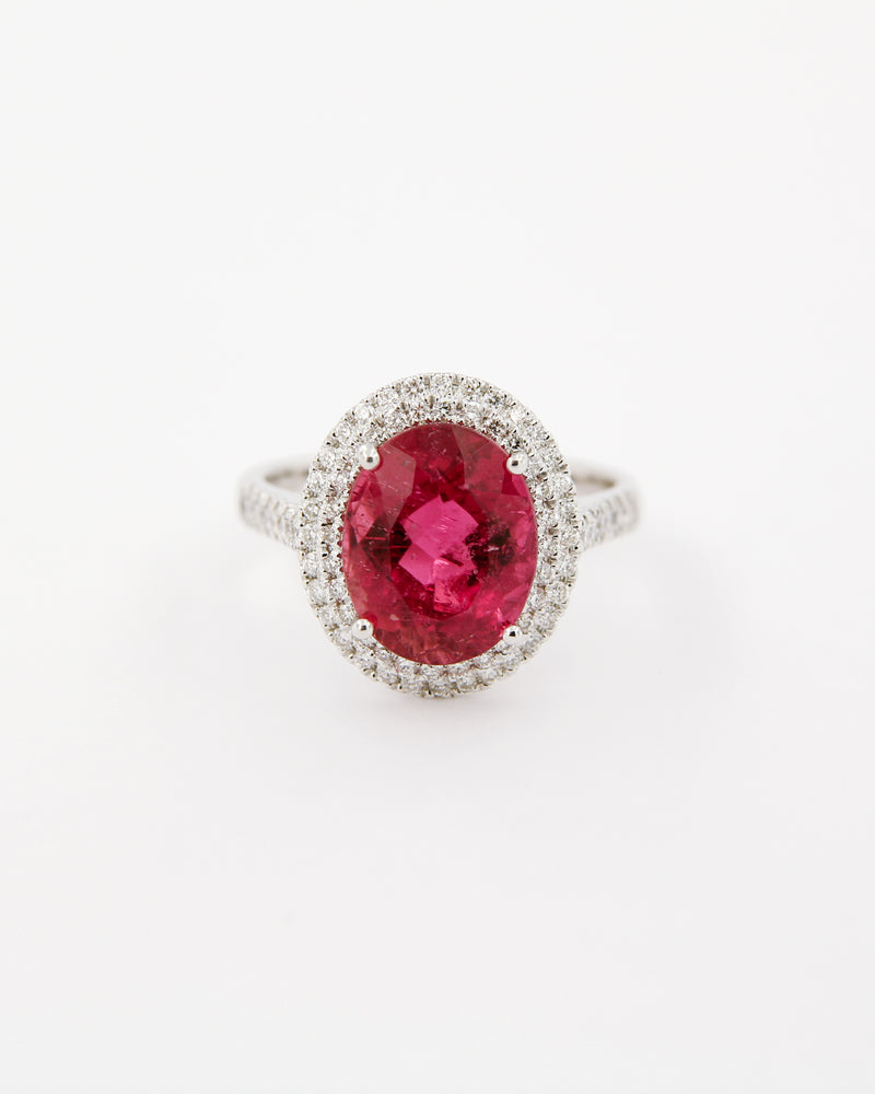 Rubellite and Diamonds Ring