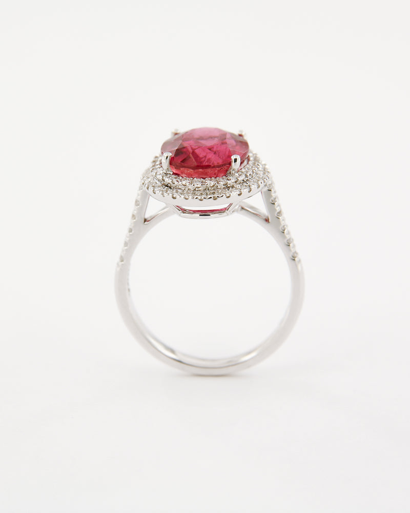 Rubellite and Diamonds Ring