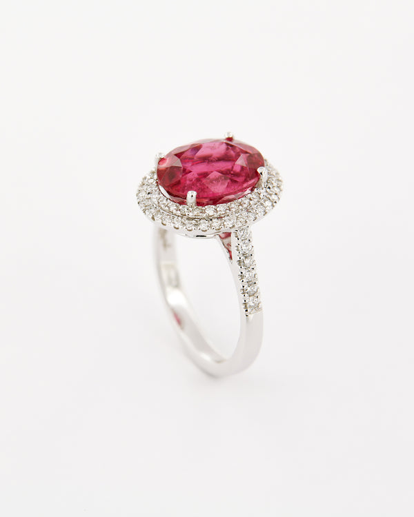 Rubellite and Diamonds Ring