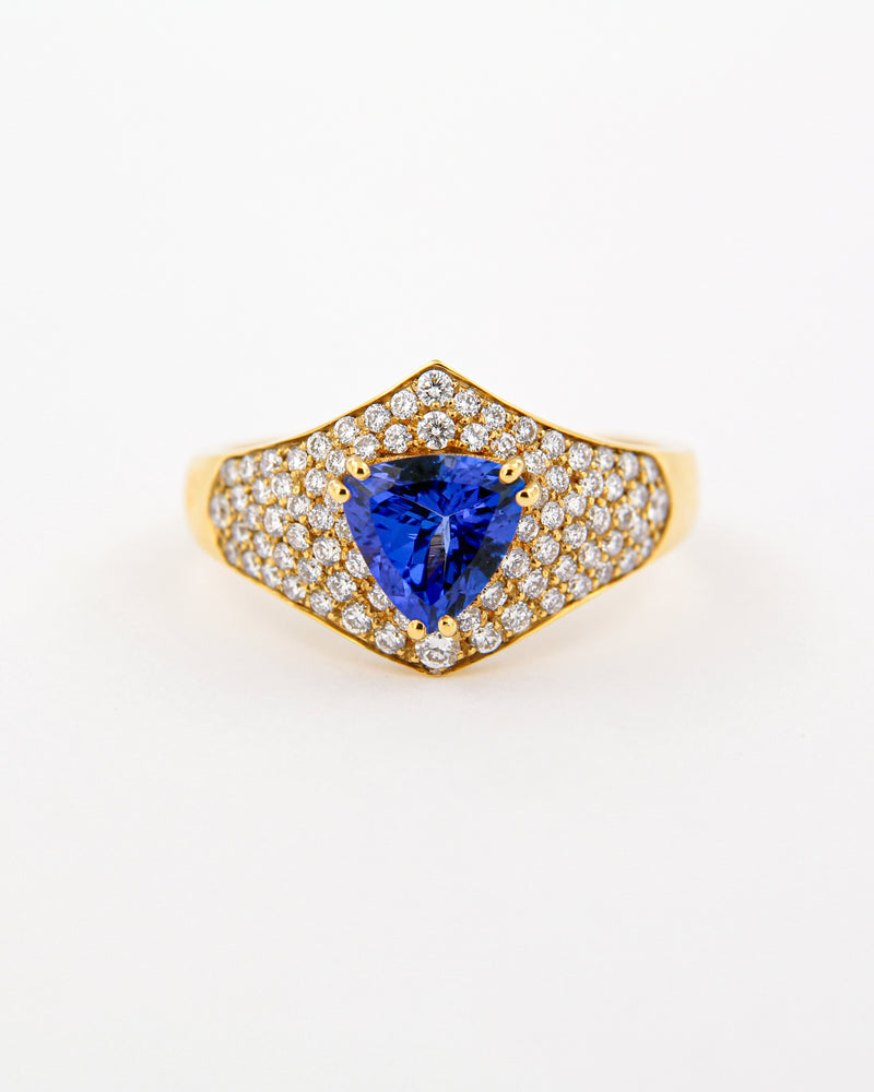 Blue Trillion Tanzanite Ring