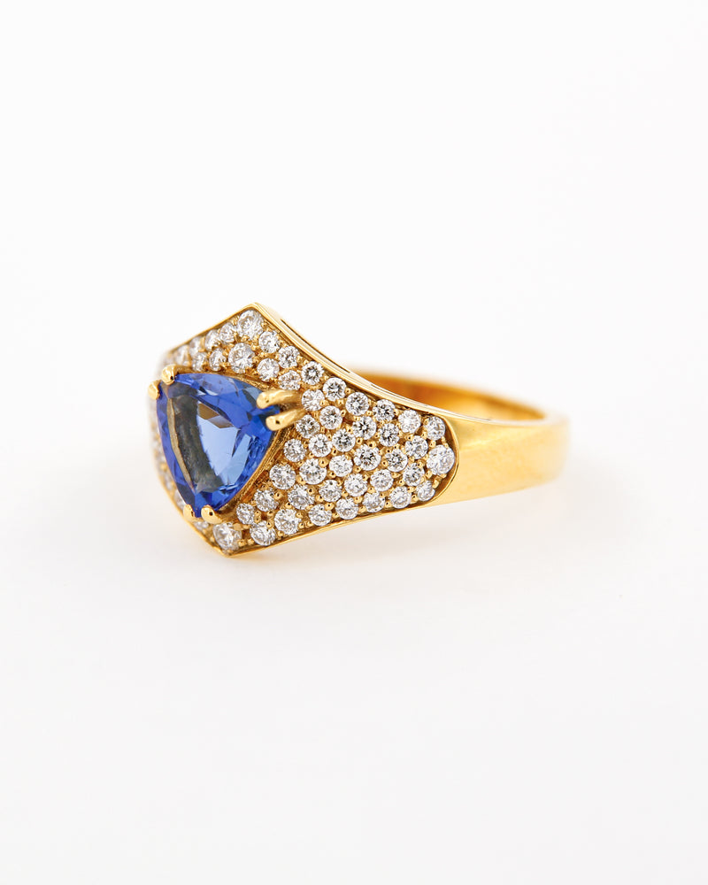 Blue Trillion Tanzanite Ring