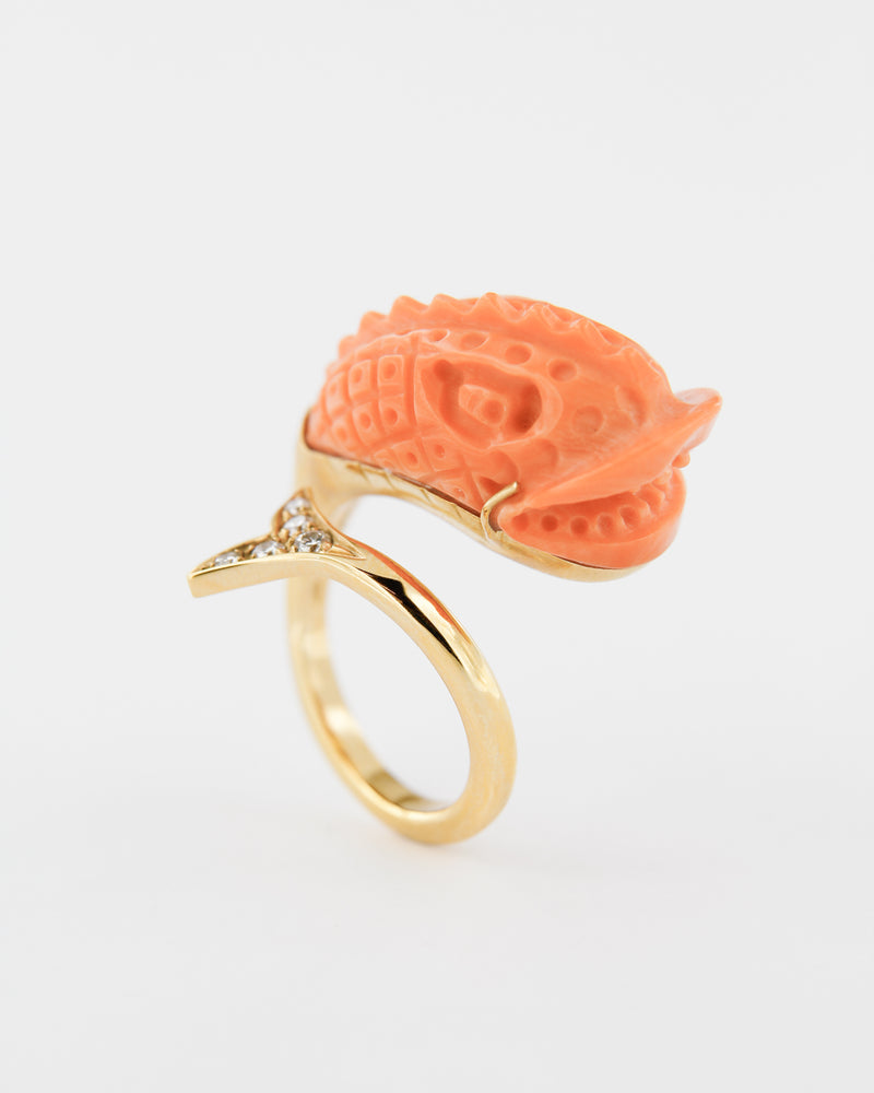 Coral Fish Diamond Ring