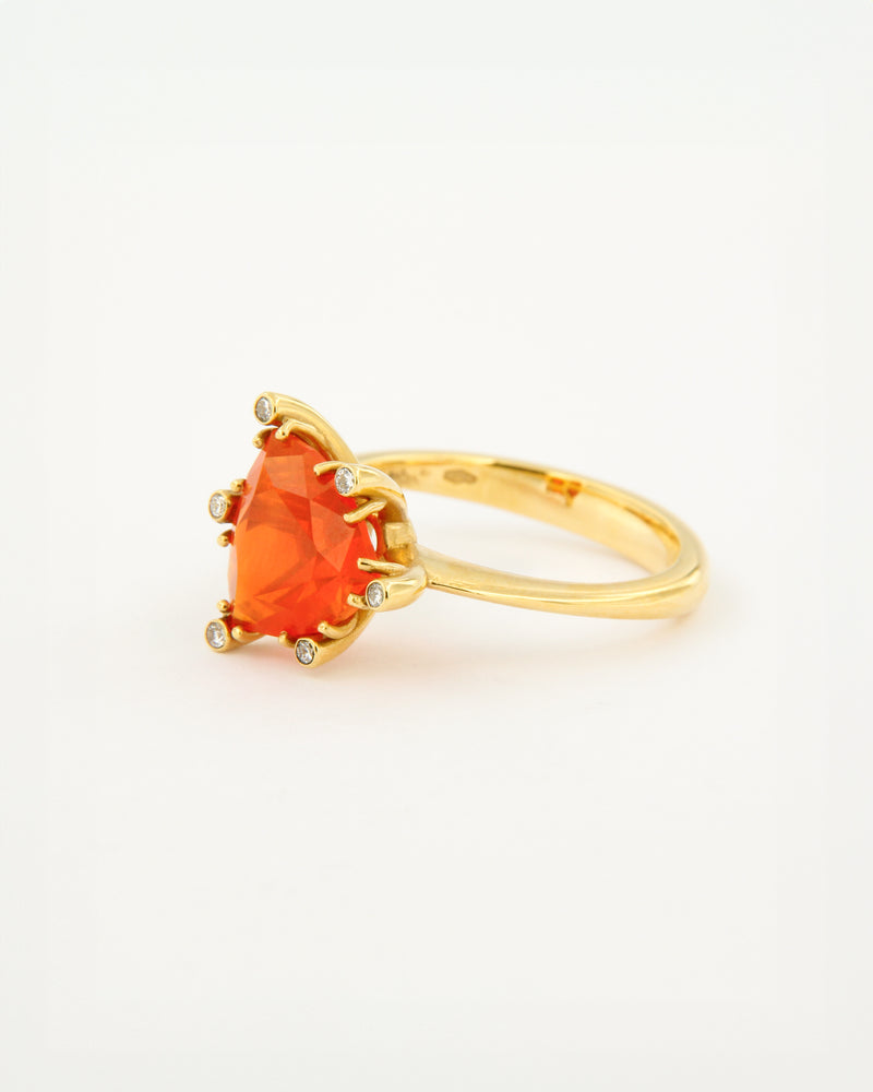 Fire Opal and Diamonds Ring