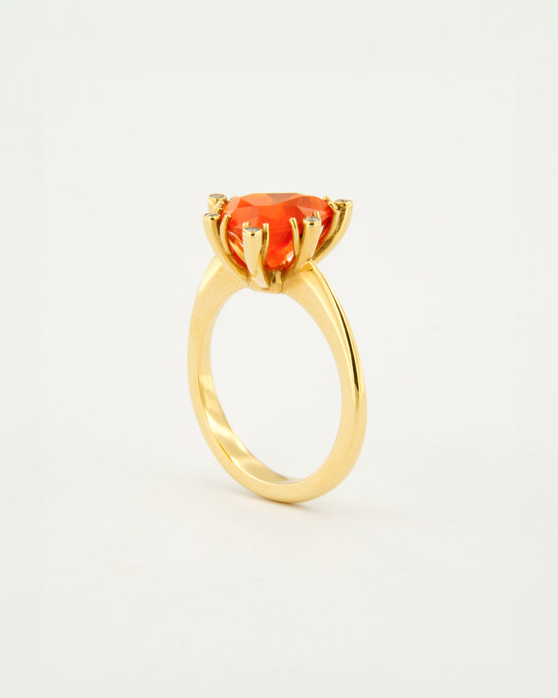 Fire Opal and Diamonds Ring