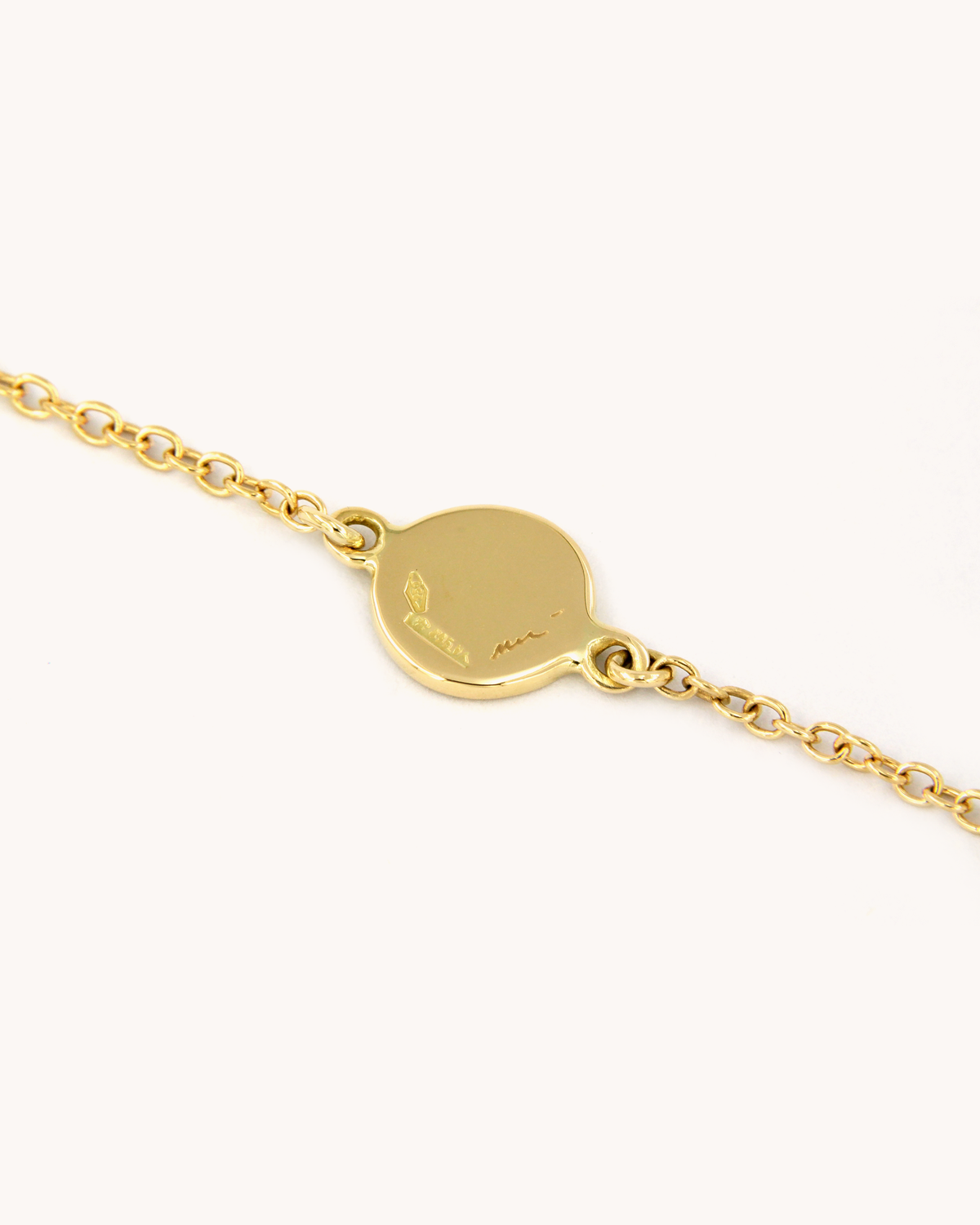 Bracciale Angelo Rosa in oro giallo 18 carati con angelo dipinto a mano in smalto a fuoco