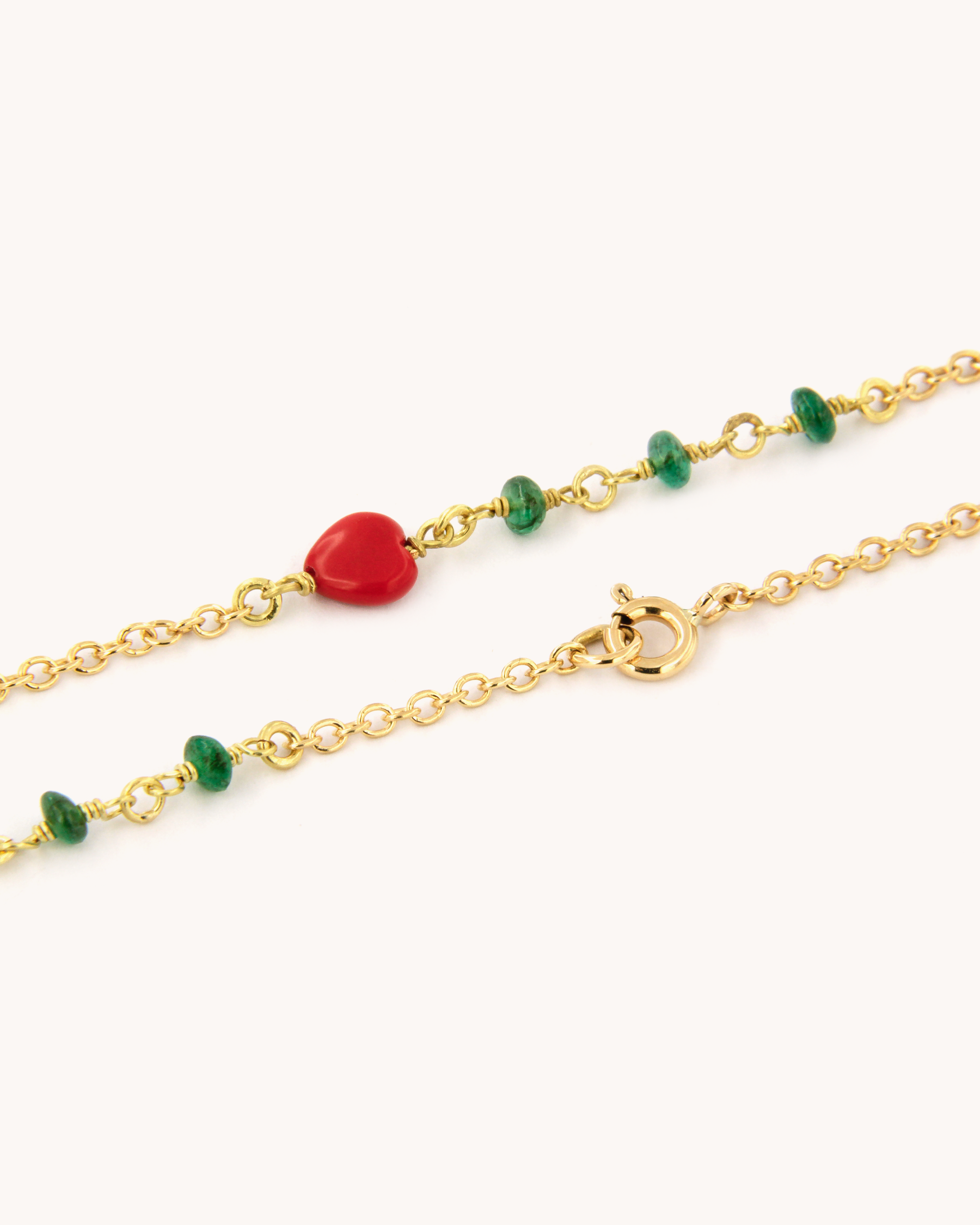 Bracciale Cuore e Smeraldi in oro giallo 18 carati
