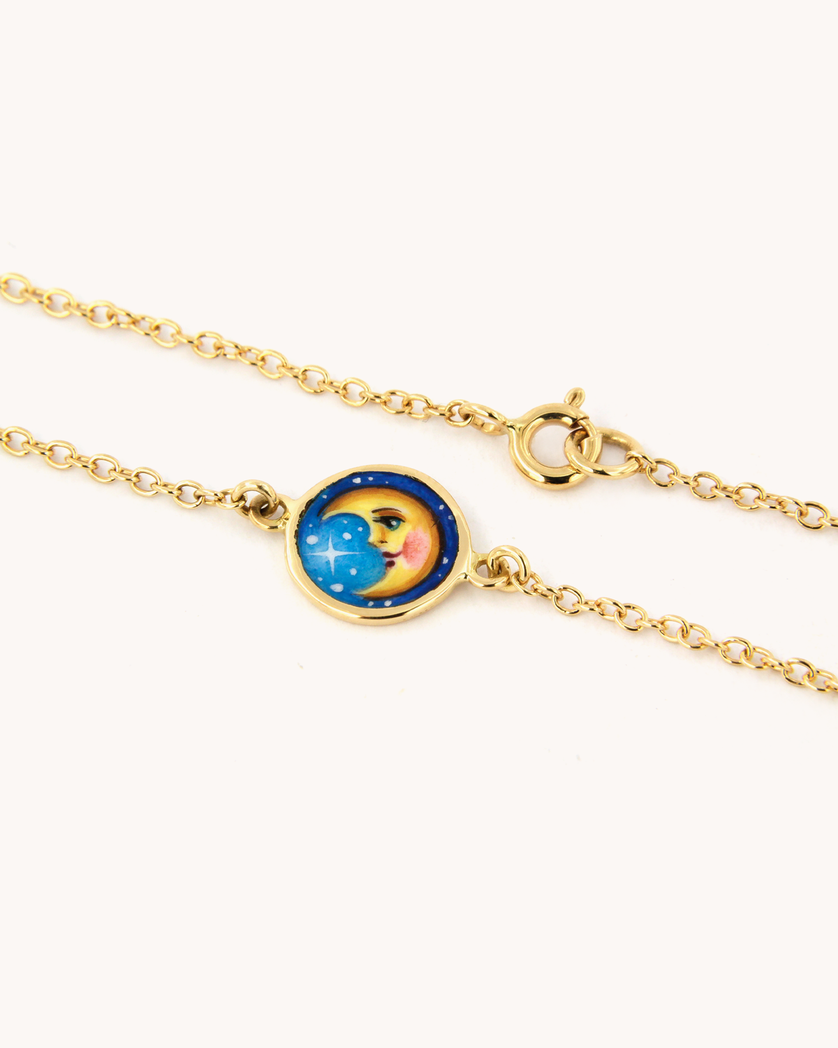 Bracciale Luna di Merù in oro giallo 18 carati con smalto a fuoco dipinto a mano