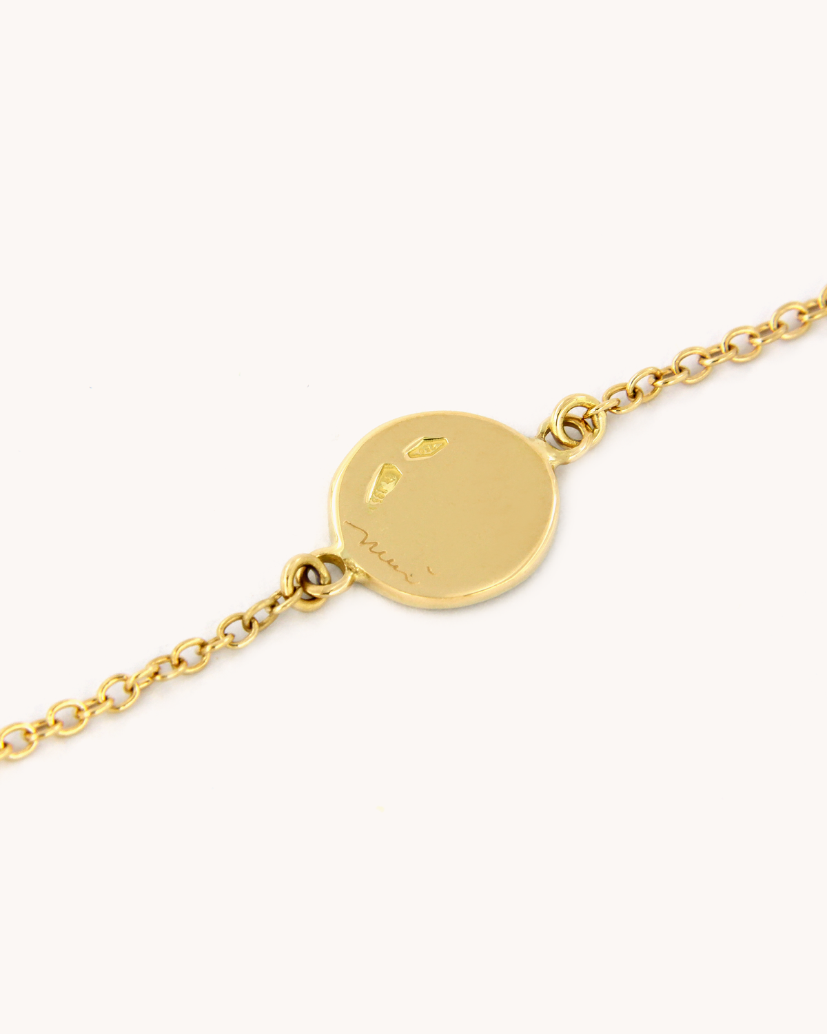 Bracciale in oro giallo 18 carati con fiore Non ti Scordar di Me in smalto a fuoco dipinto a mano