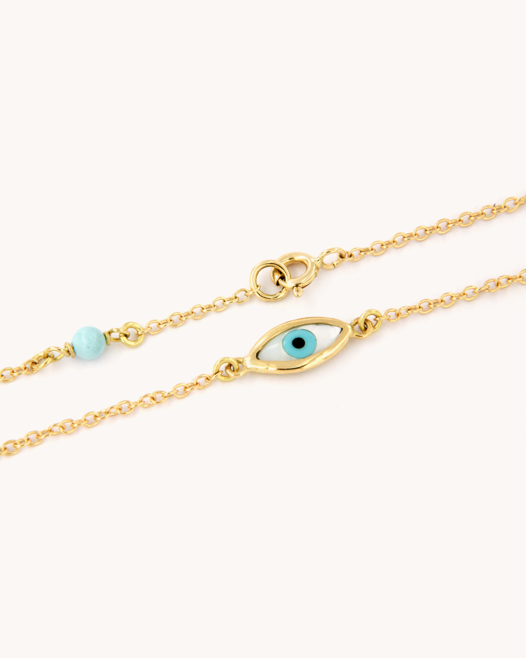 Bracciale Occhio della Fortuna in oro giallo 18 carati con turchese