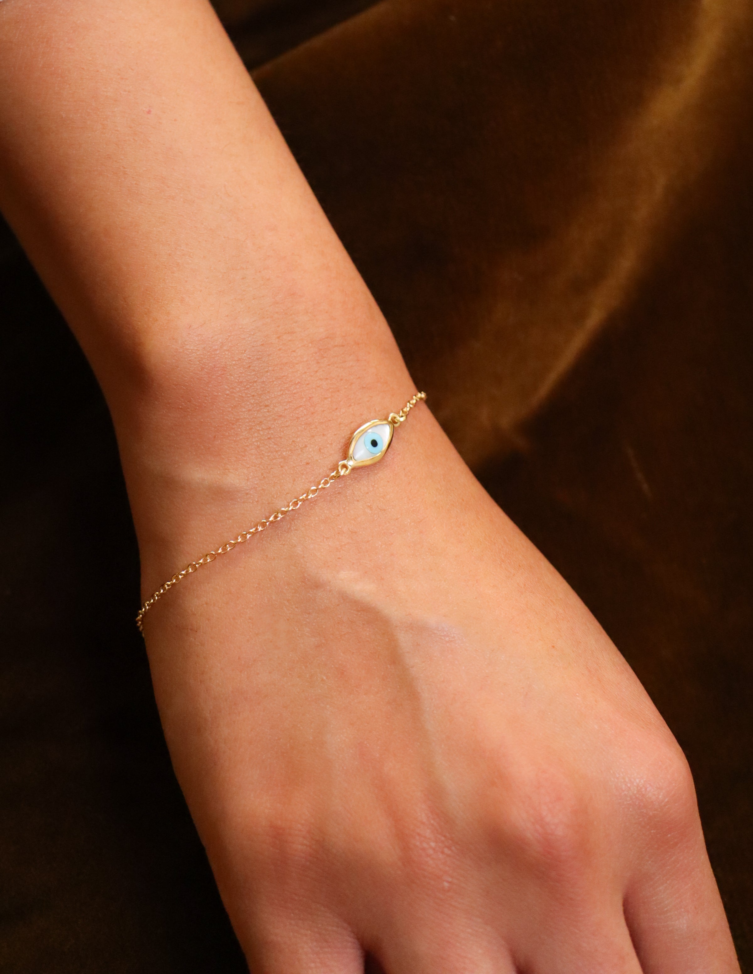 Bracciale Occhio della Fortuna in oro giallo 18 carati con turchese