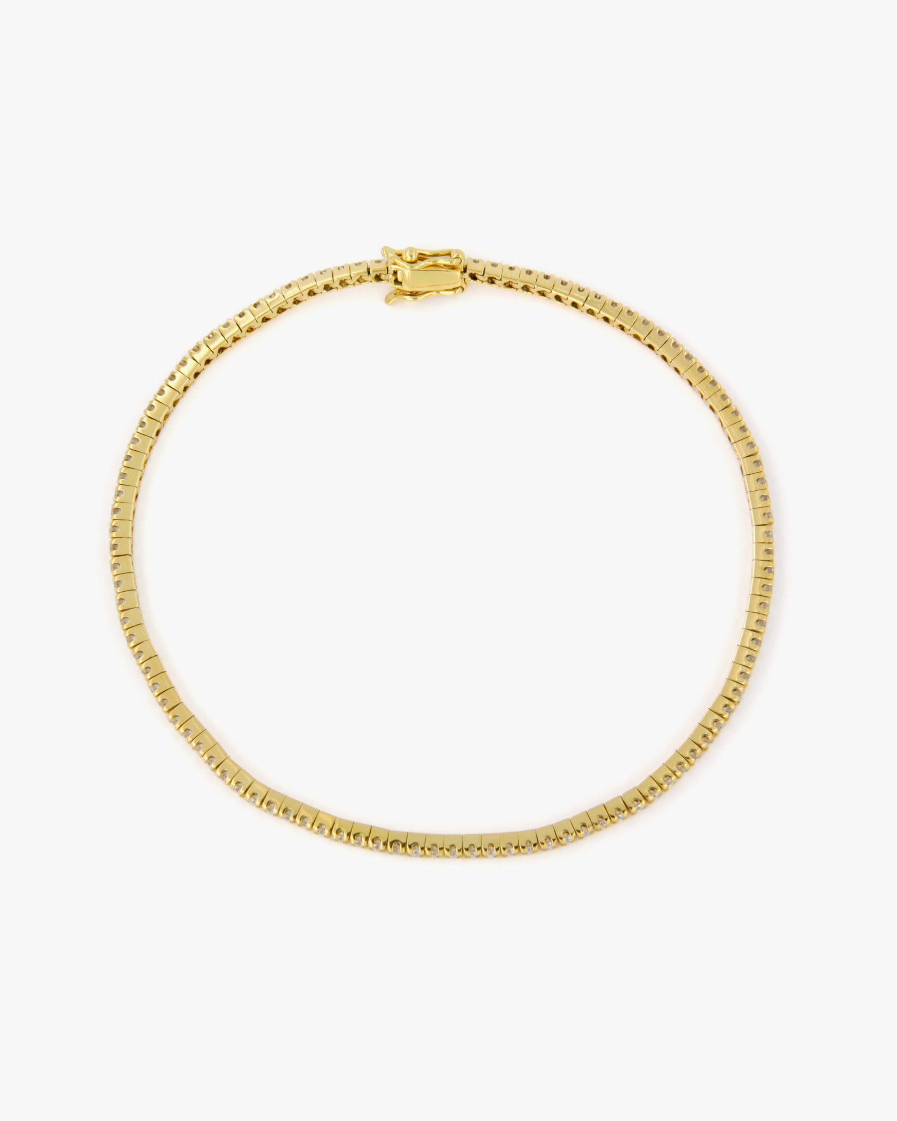 Bracciale tennis sottile in oro giallo 18 carati con diamanti bianchi firmato Merù Gioielli
