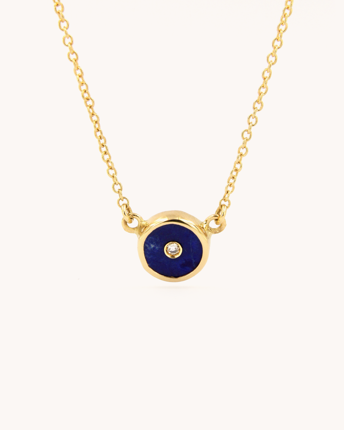 Collana in oro giallo 18 carati con lapislazzulo e diamante