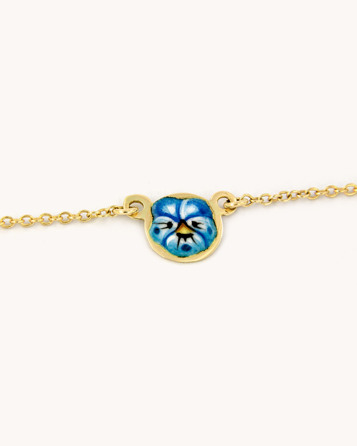 Collana Viola del Pensiero in oro giallo 18k con smalto dipinto a mano