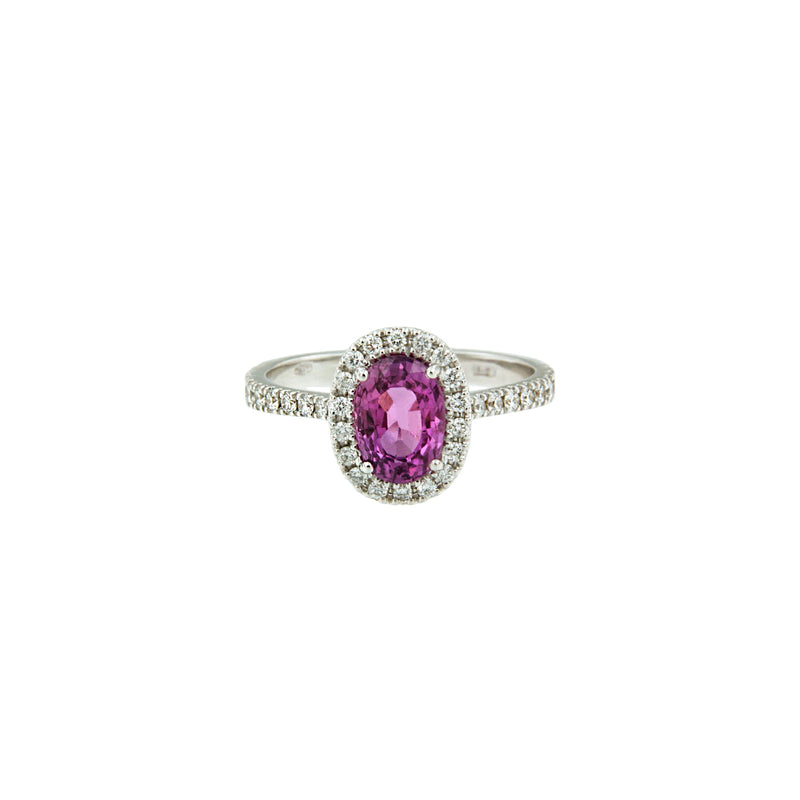 Pink Sapphire and Diamonds Ring 