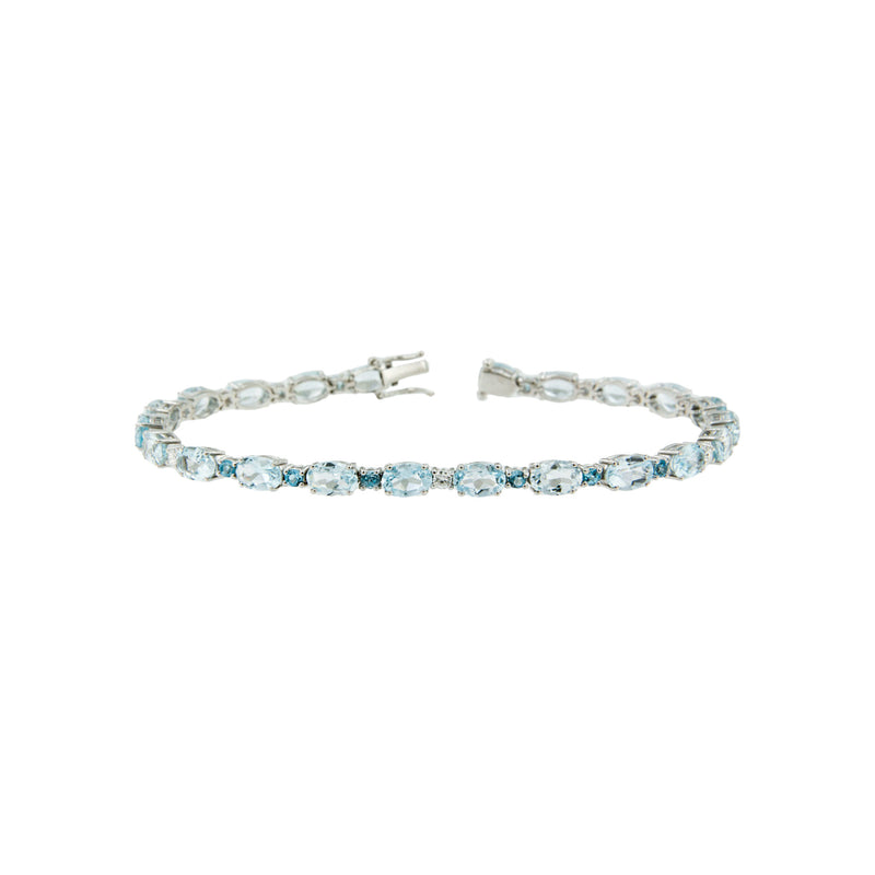 Aquamarine and Diamonds Tennis Bracelet