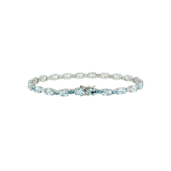 Aquamarine and Diamonds Tennis Bracelet