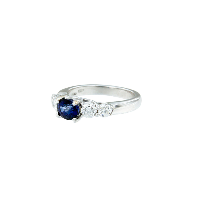 Blue Sapphire and Diamonds Ring