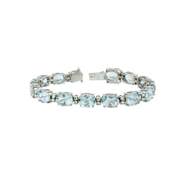 Aquamarine and Diamond Tennis Bracelet 