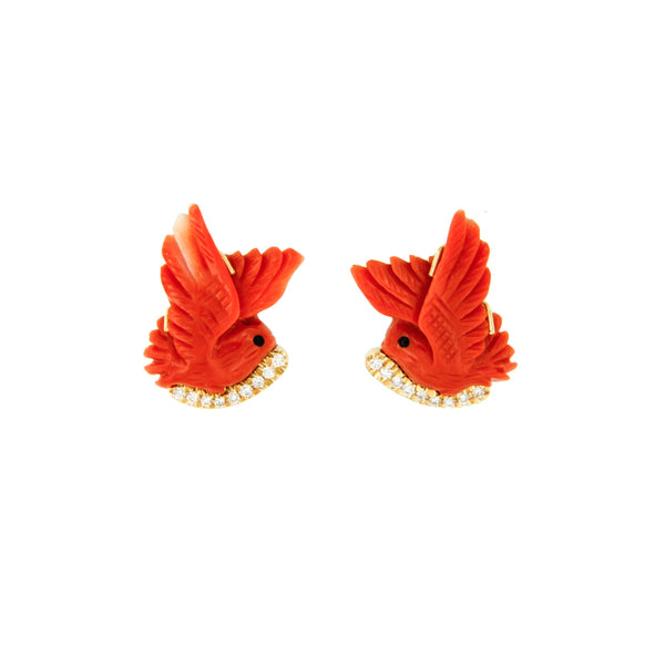 Red Coral Dove Earrings 