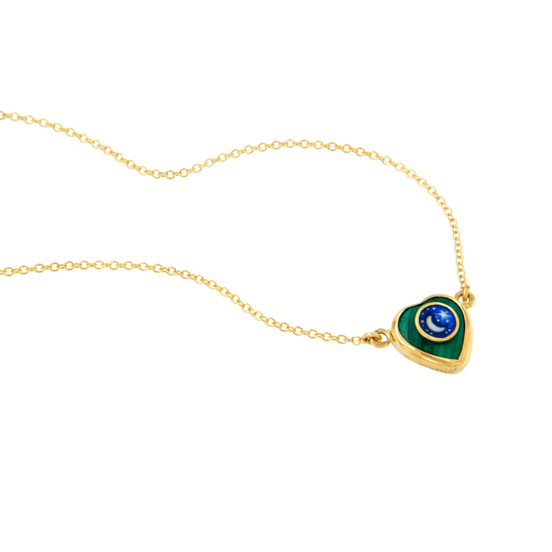 Malachite Heart and Starry Night Necklace