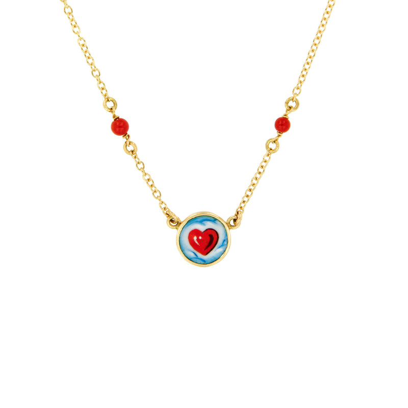 Heart Amongst the Clouds and Coral Necklace