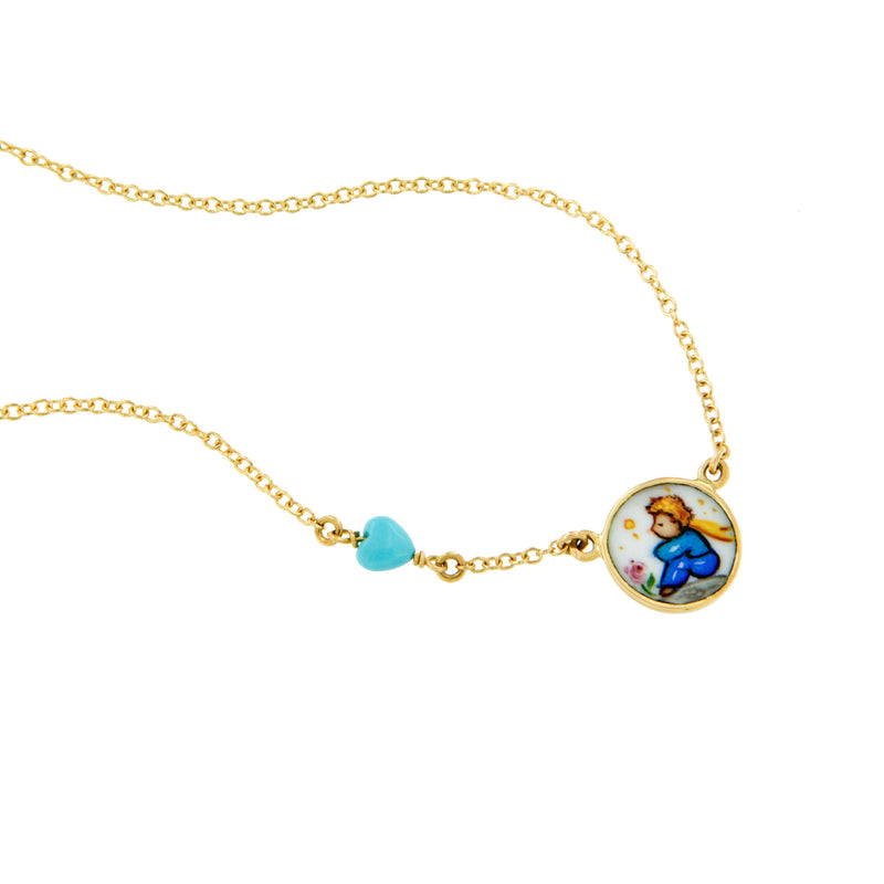 The Little Prince and Turquoise Heart Necklace