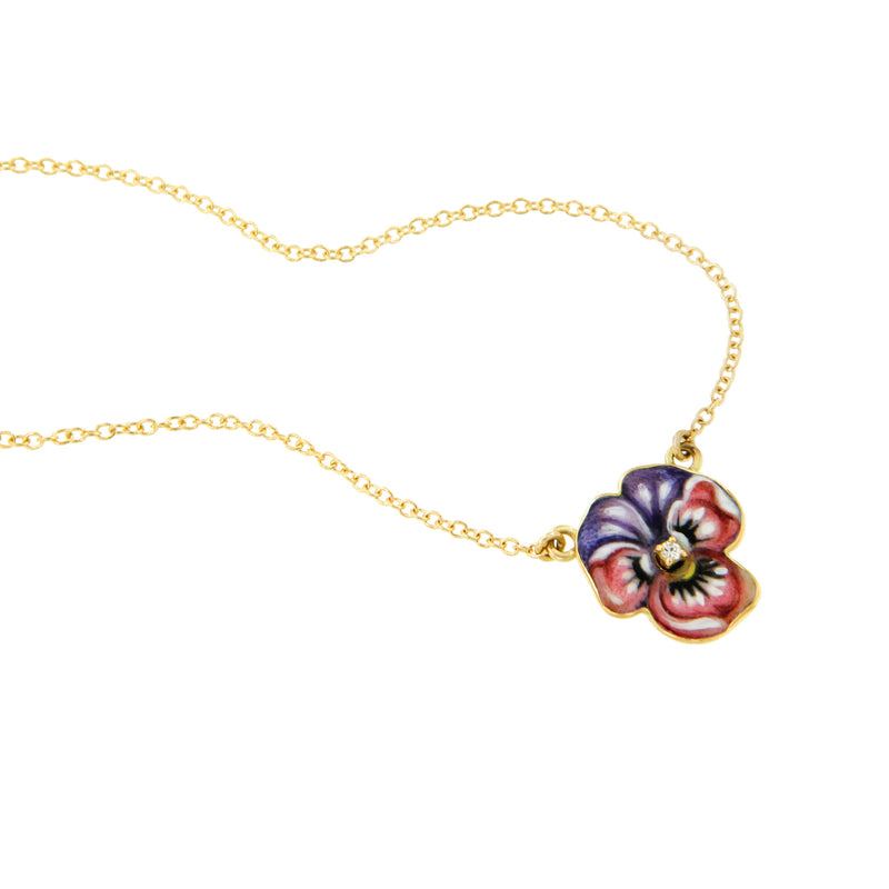 Wild Pansy and Diamond Necklace