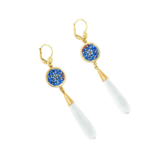 Forget Me Not and Rock Crystal Pendant Earrings