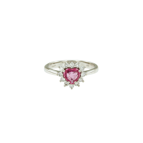 Anello Cuore di Zaffiro Rosa e Diamanti