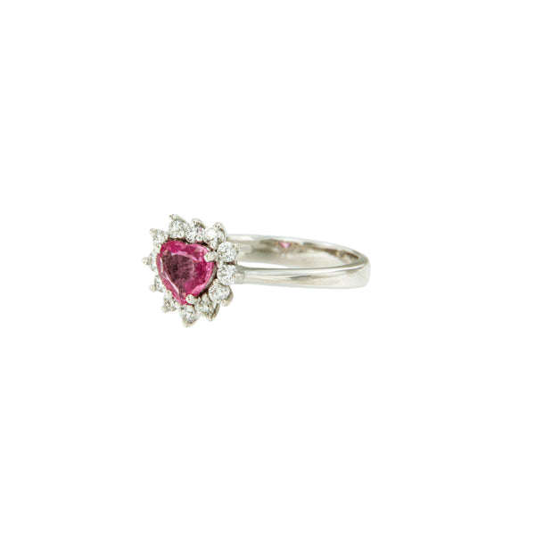 Anello Cuore di Zaffiro Rosa e Diamanti